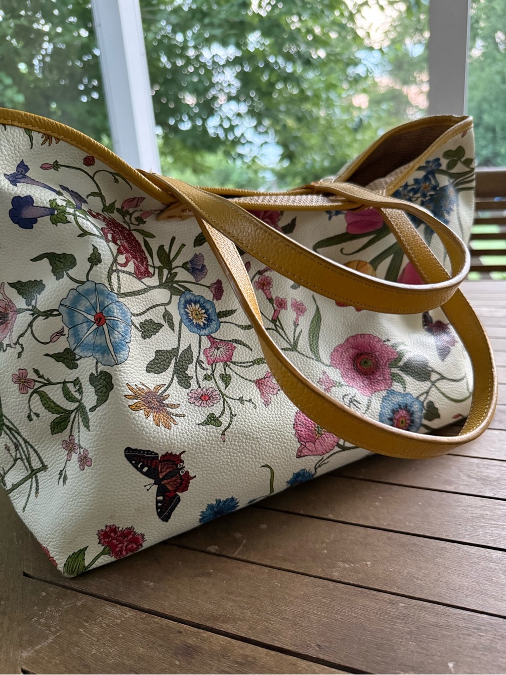 J. McLaughlin Reversible Floral Tote Bag in Dragonfly Garden